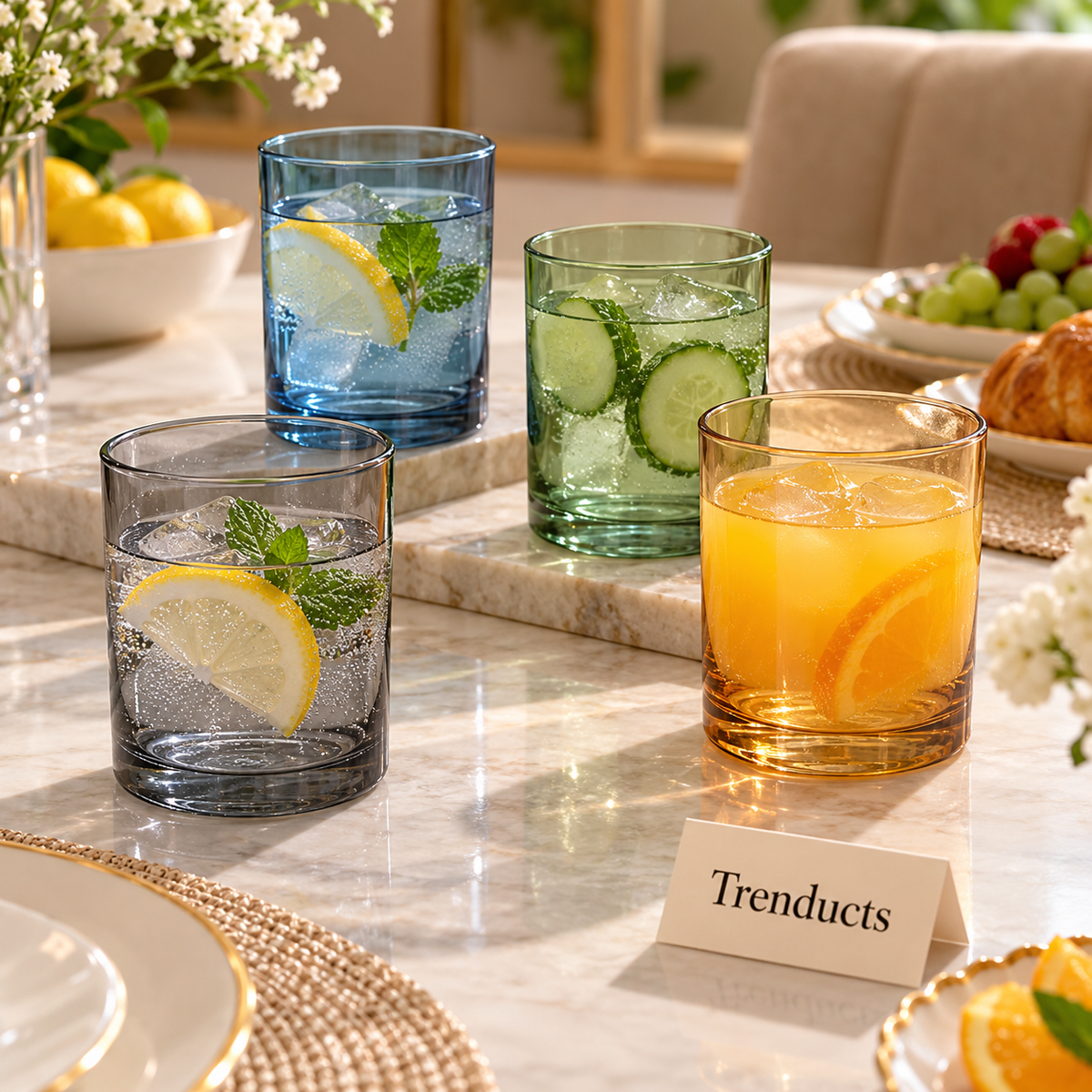 Danny Home Coloured Glass Tumbler Set of 4 - 410ml