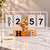 Wooden Flip Desk Calendar - Metal Frame, HOME Base