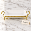Brilliant 10″ Rectangular Plate - Ornate Gold Stand