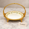 Brilliant Round Basket Tray With Handle - Green Rim