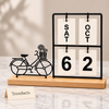 Bicycle Perpetual Calendar - Black Metal & Wooden Base