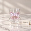 Bow Glass Drinking Cup - Clear with Pink Bow Design