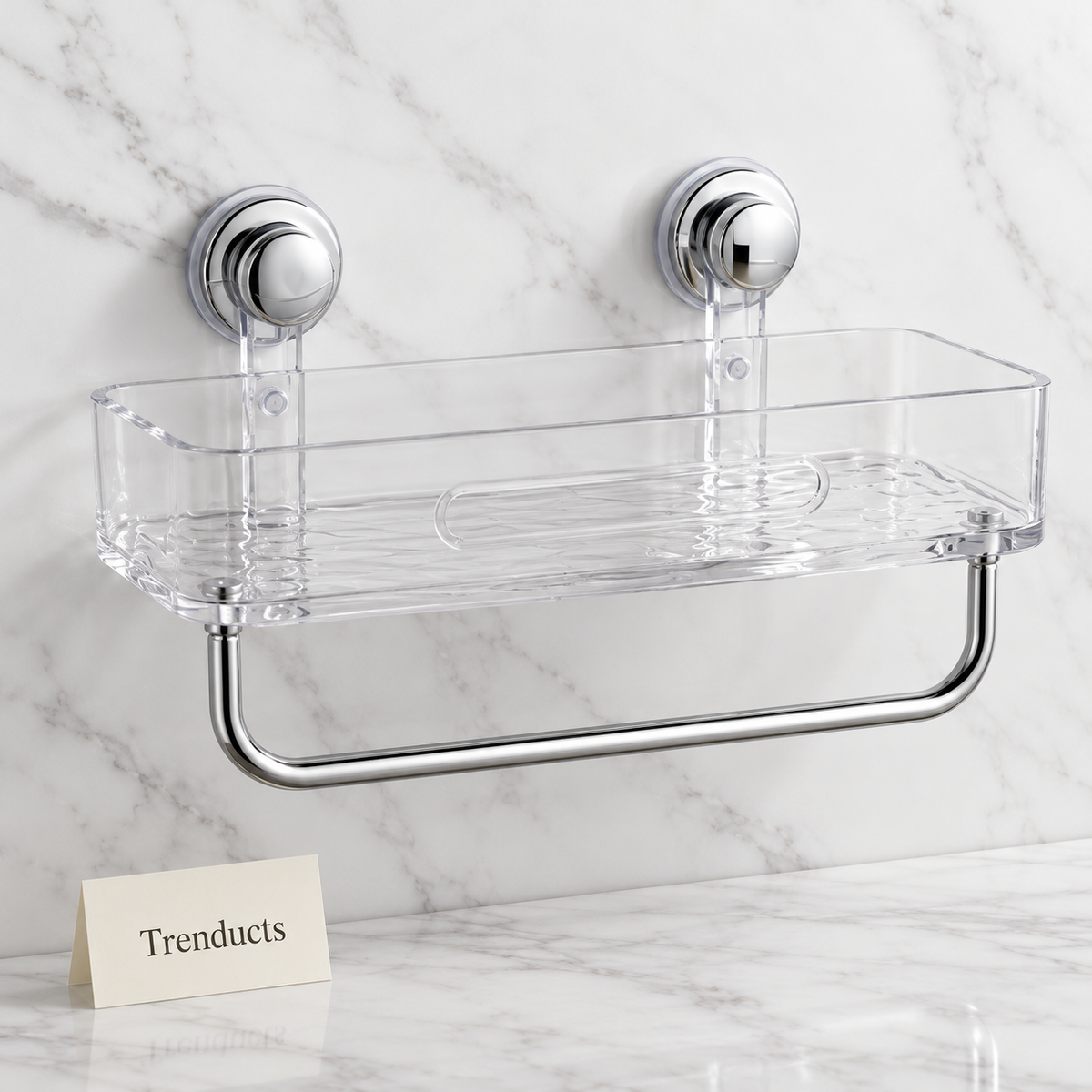 Towel Rack - Clear Bathroom Shelf with Chrome Towel Bar