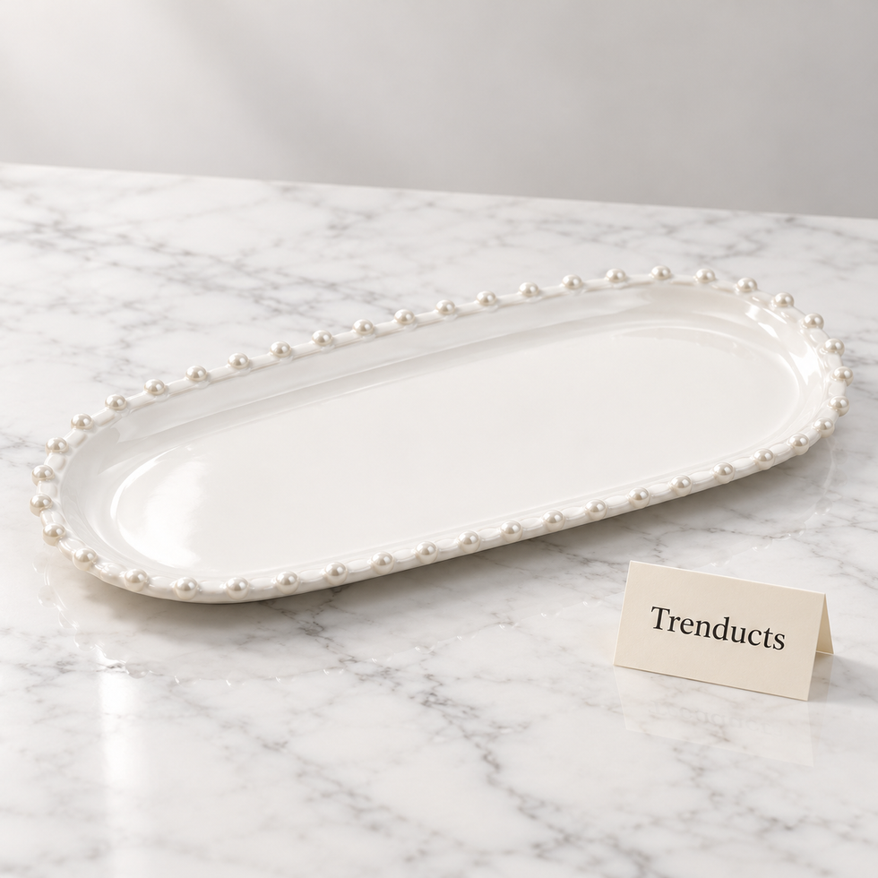 Symphony Pearl Serving Platter 34 cm - White Oval Plate