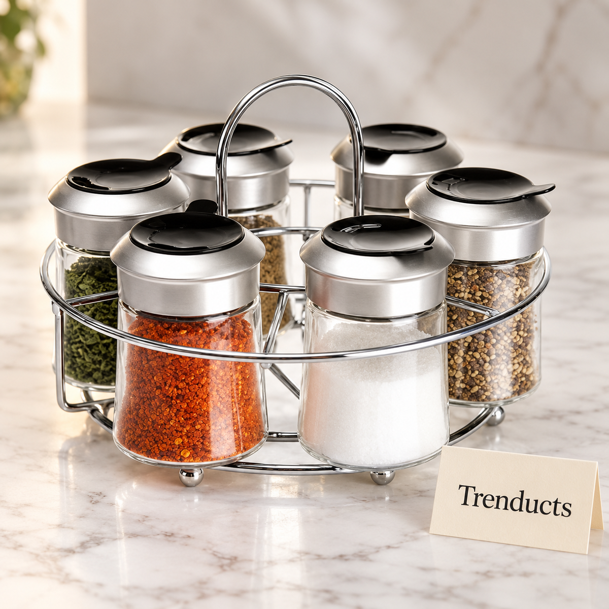 Danny Home Spice Jar Set - 7 Pcs with Round Rack