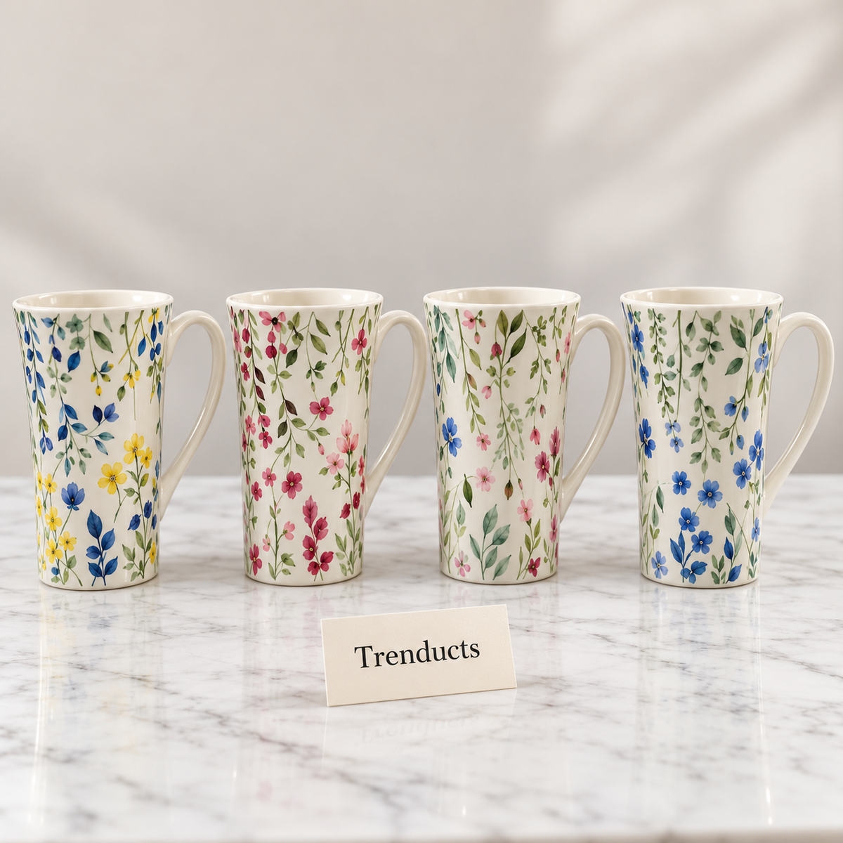 Floral Stem Mug 400 ml - Tall Cream Mug (Random)
