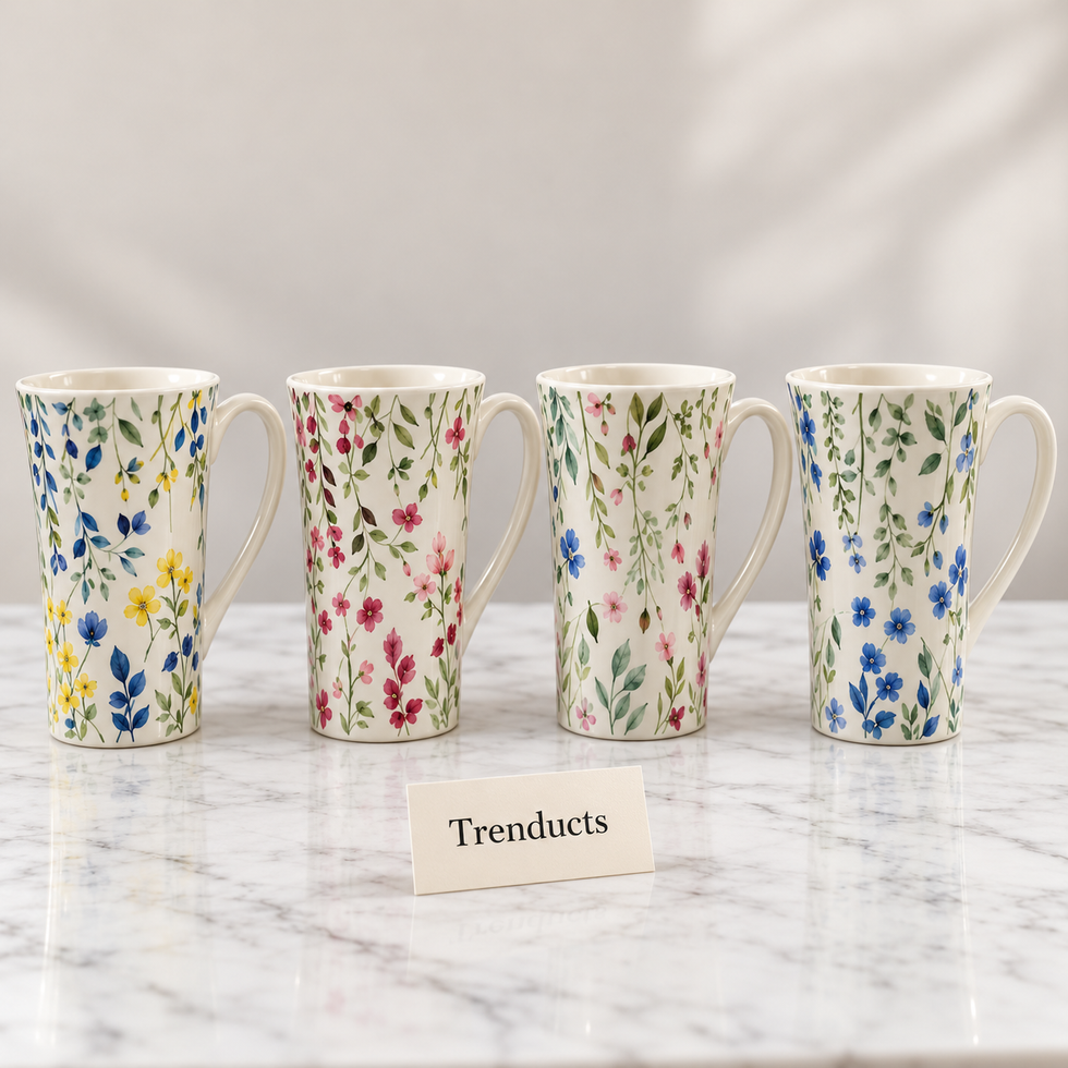 Floral Stem Mug 400 ml - Tall Cream Mug (Random)