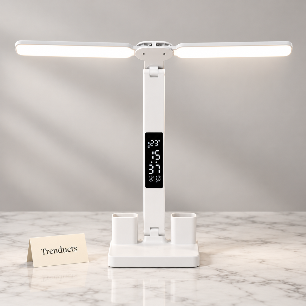 Multi-Function Arc LED Desk Lamp - Clock & Pen Holder