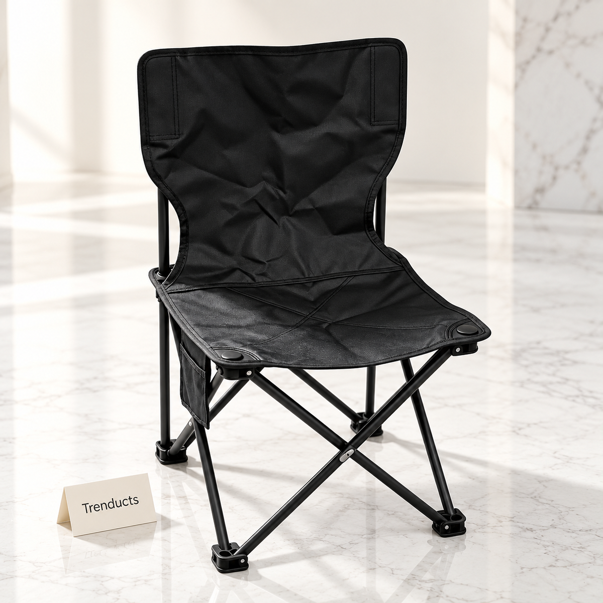 Foldable Camping Chair - Compact Black Folding Seat