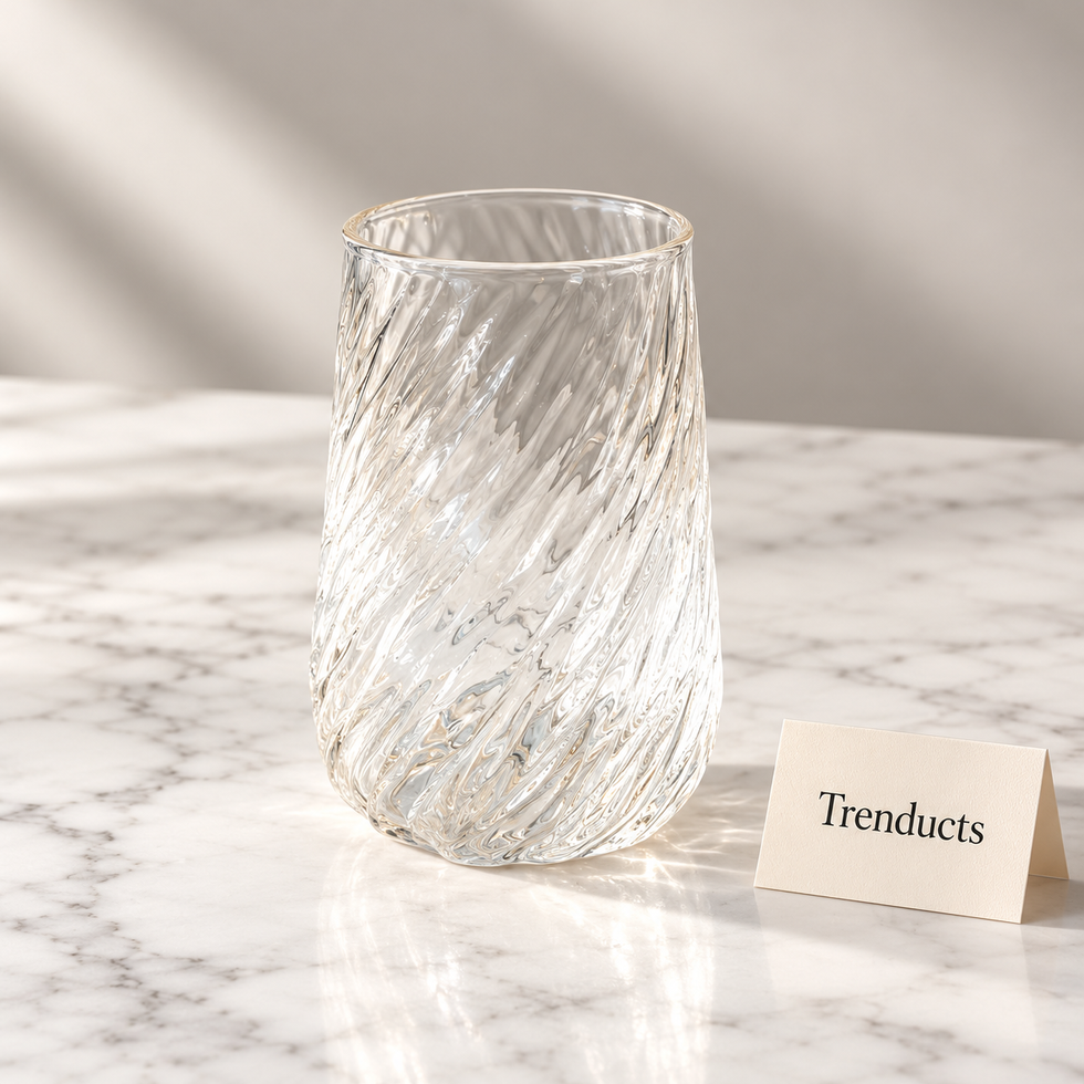 Glass Drinking Cup 400ml - Clear Swirl Iced Coffee Glass