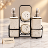 Danny Home Ceramic Castor Set 5 Pcs - White Speckled