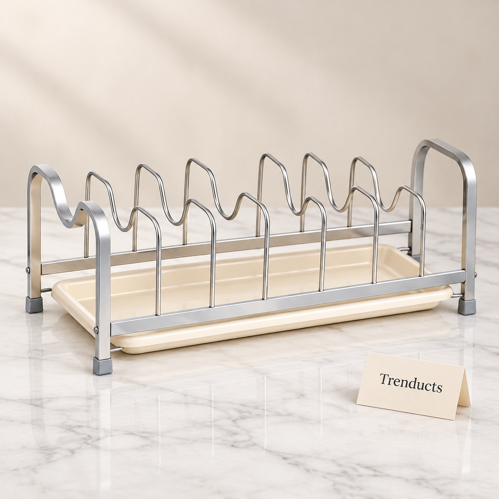 Premium Open Plate Holder Rack - Silver with Drain Base