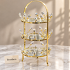 Gold Crystal Display Stand - 3 Tier Mirrored Trays