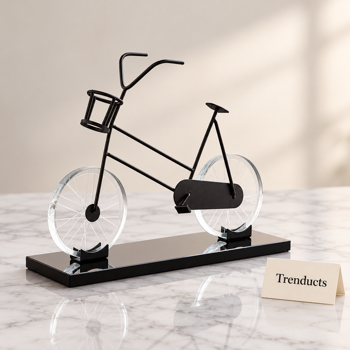 Bicycle Decor Showpiece - Black with Clear Wheels
