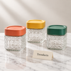 Glass Jar Set - 3 Storage Jars with Colourful Lids