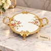 Brilliant Round Flat Tray - Royal Bloom Floral Gold Frame