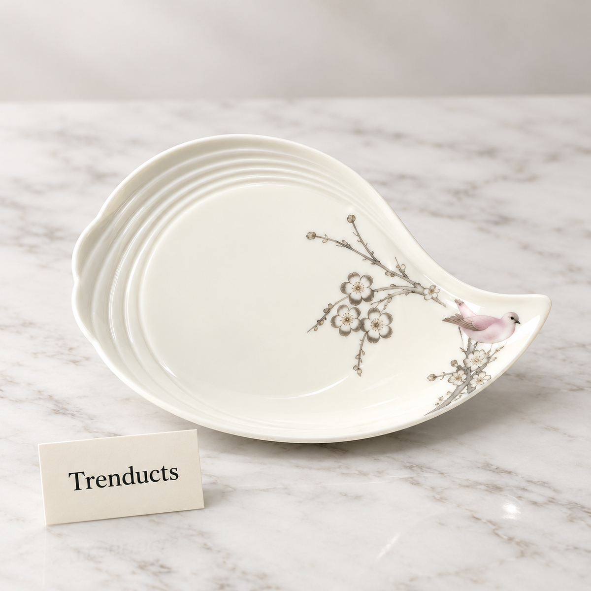 Brilliant Bird Dessert Dish 8 Inch - White Teardrop