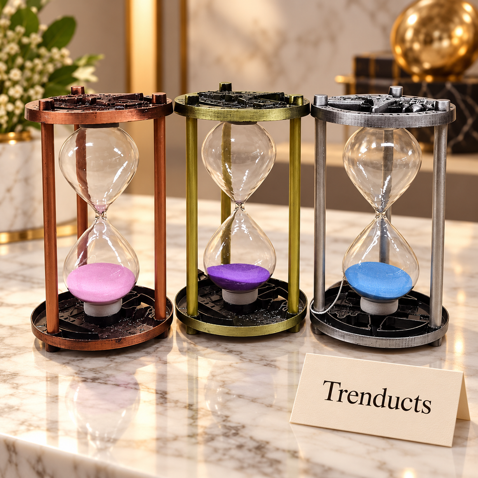 10 Minute Metal Hourglass Sand Timer with Embossed Antique Frame (Random Color)
