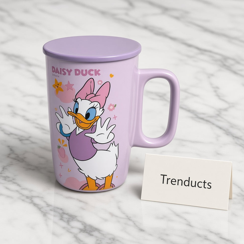 Disney Daisy Duck Ceramic Mug with Lid - Tall Lavender
