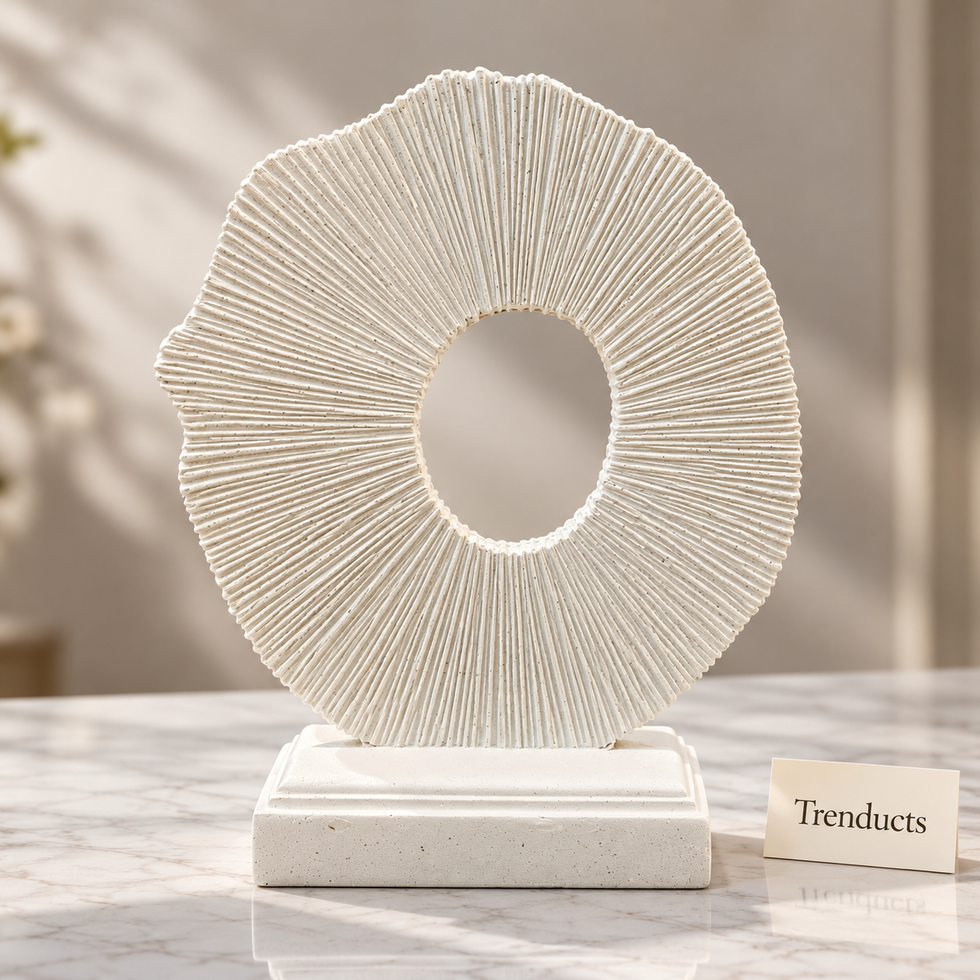 White Ring Tabletop Sculpture - Textured Abstract Decor