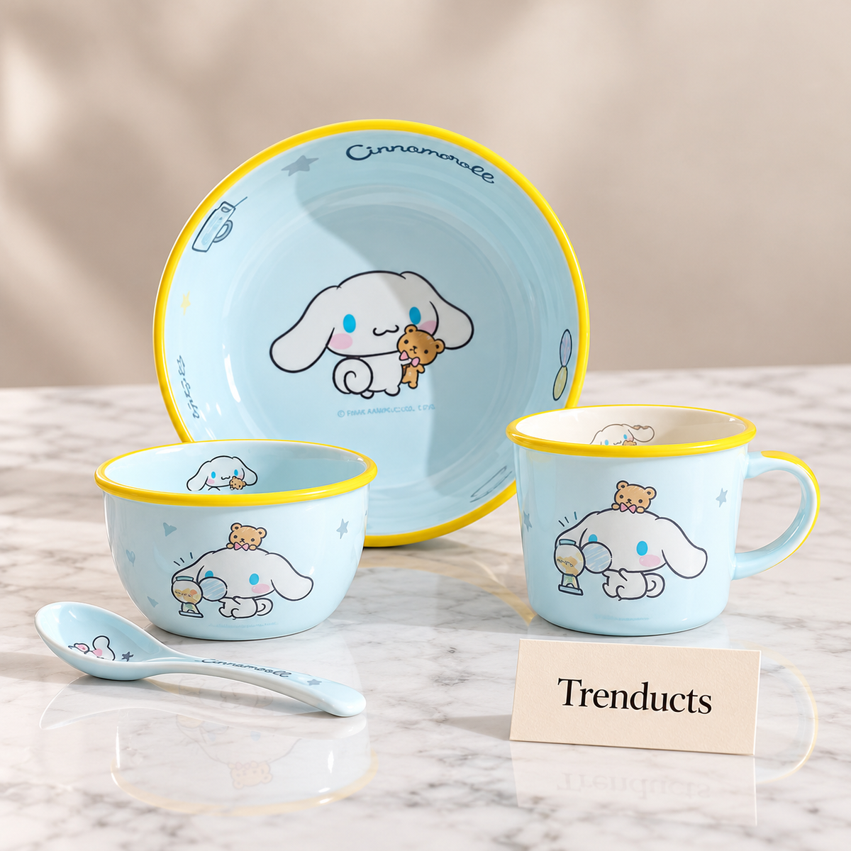 Disney Cinnamoroll Kids Ceramic Bowl Set 4 Piece - Blue