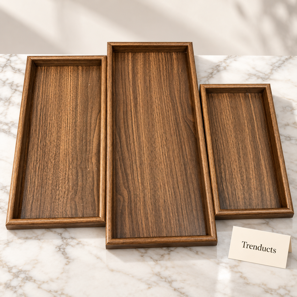 Wooden Tray Set 3 Pcs - Slim Nesting Serving Trays