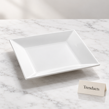 Symphony Square Platter with wide rim on white marble | Trenducts