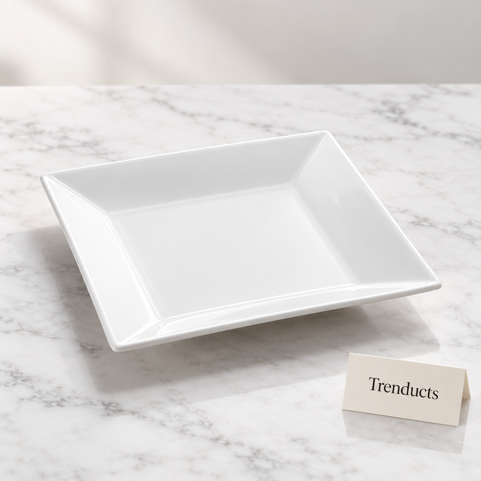 Symphony Square Platter - White Wide Rim Snack Plate