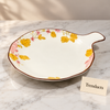 Brilliant Round Platter 9 Inch - Pink Floral with Handle
