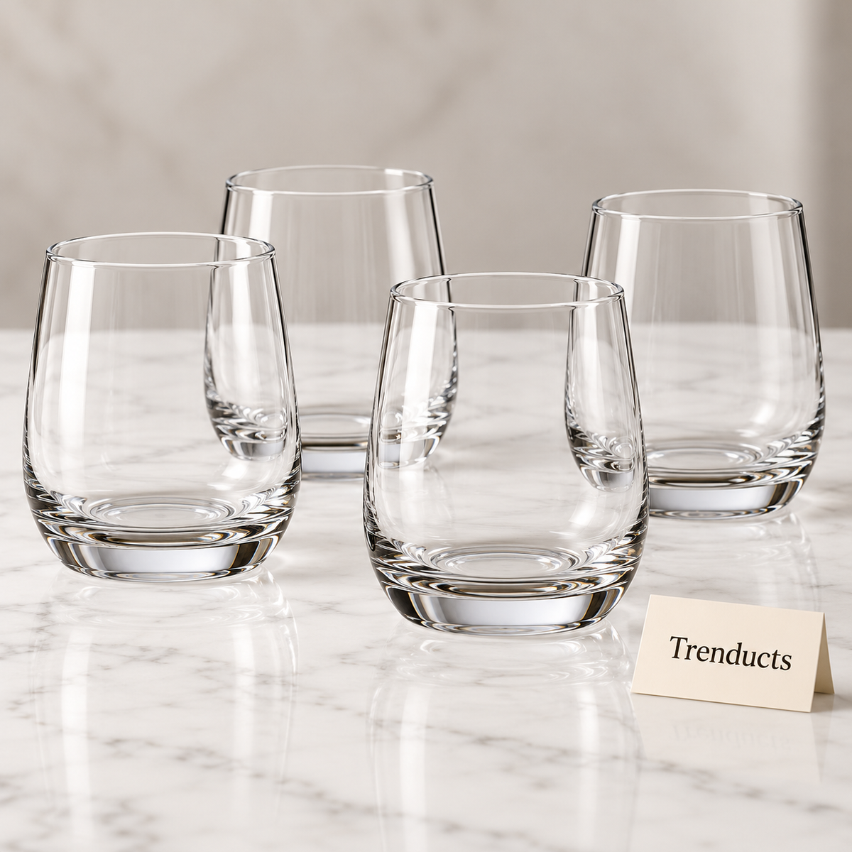 Danny Home Glass Tumbler Set - 4 Pcs 390ml Rounded