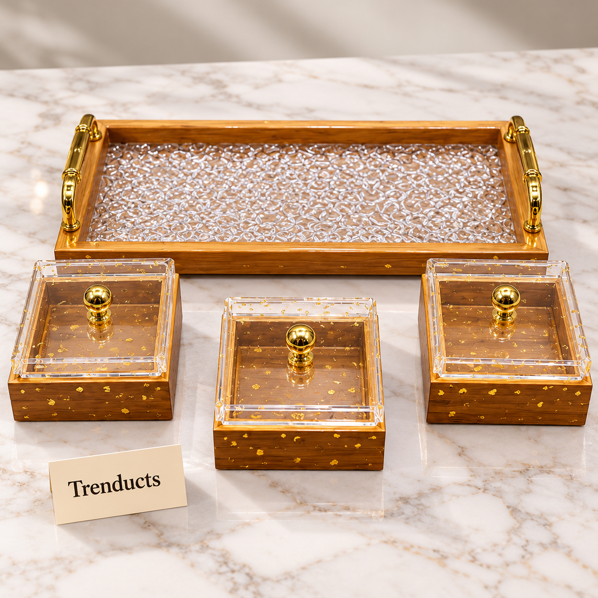 Elegant Acrylic Dry Fruit Tray Set - 4 Pcs with Lids