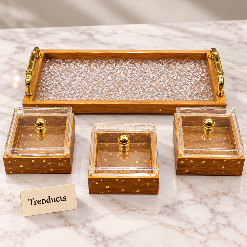 Elegant Acrylic Dry Fruit Tray Set - 4 Pcs with Lids