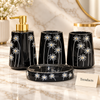 Brilliant Black Bath Set 4 Piece - White Sunflower with Gold Pump