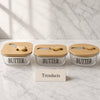 Glass Butter Dish with Bamboo Lid and Butter Knife