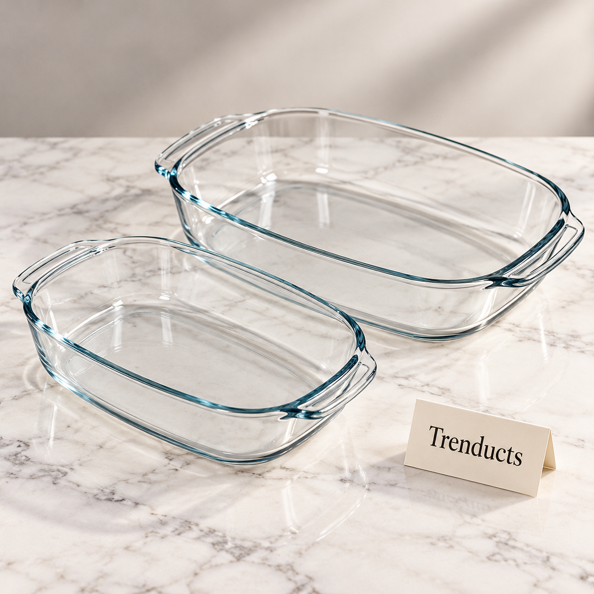 Danny Home Oval Glass Baking Pan Set - 2 Pcs 1.6L & 3L