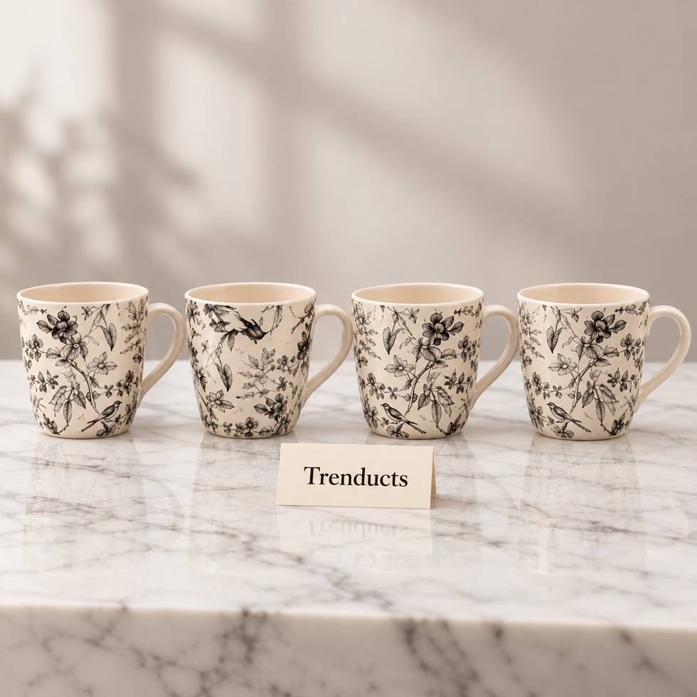Botanical Sketch Mug 440 ml - Wide Cream Mug (Random)