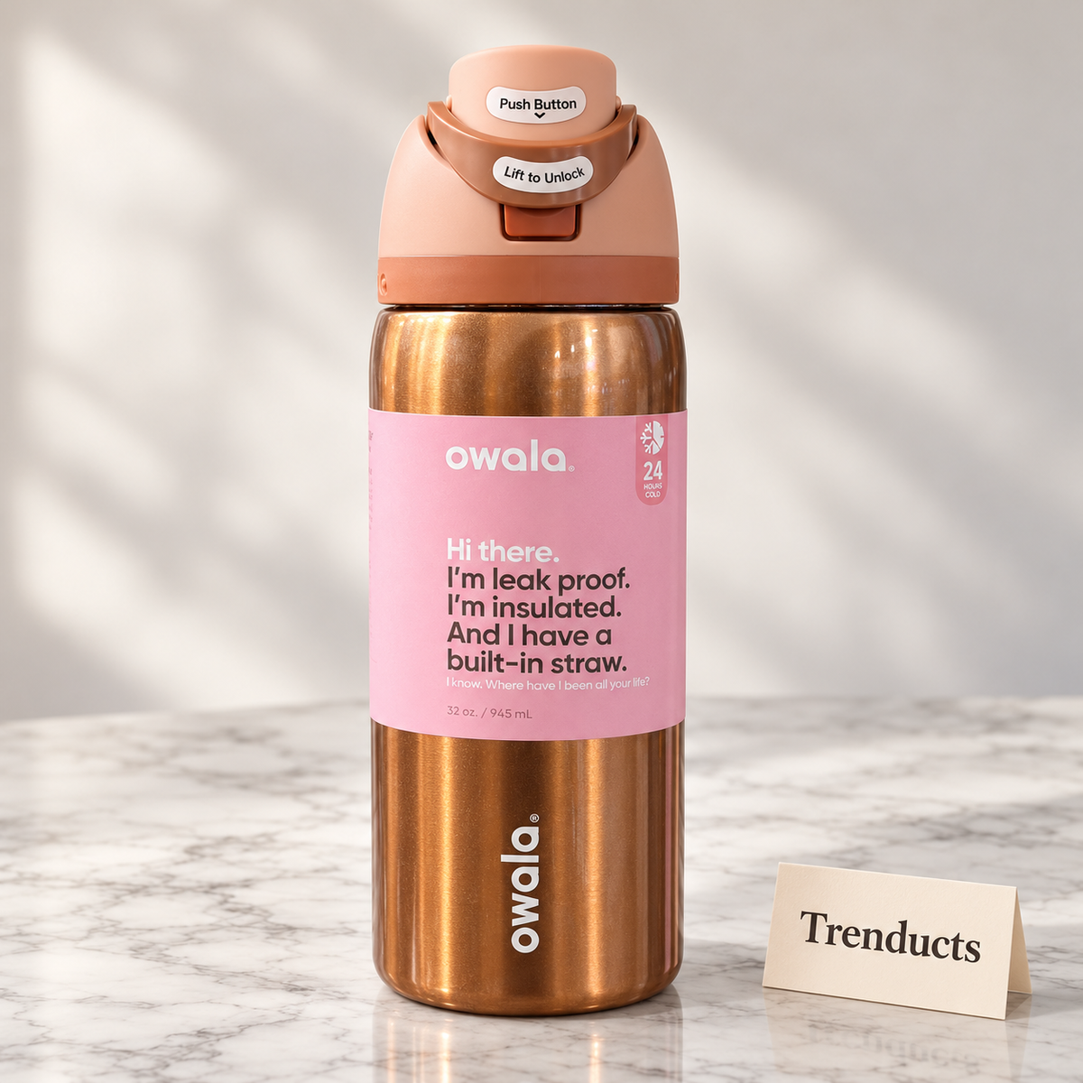 Owala Water Bottle 32 oz - Metallic Copper