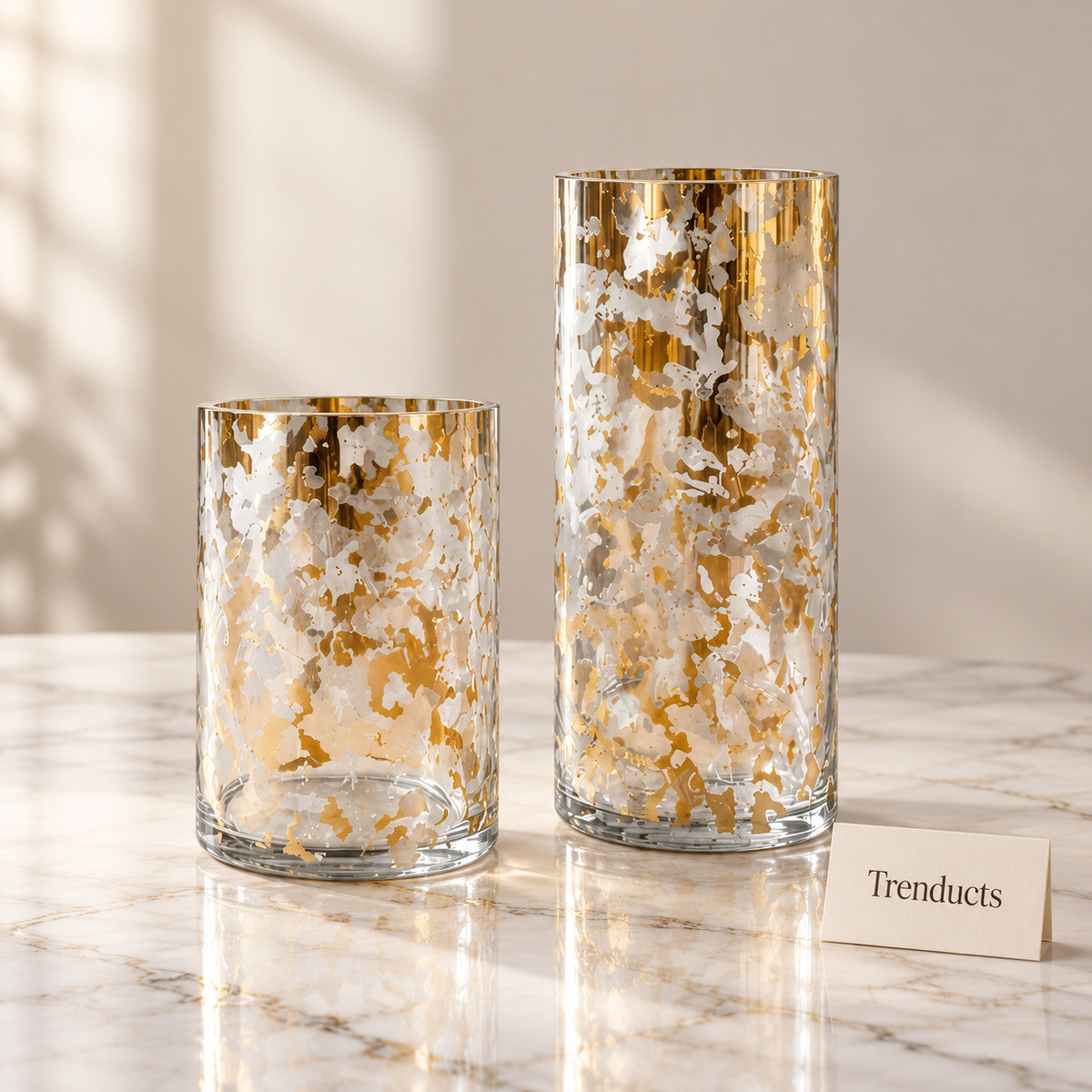Gold Foil Cylinder Glass Vase