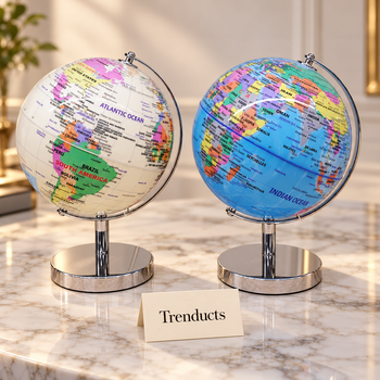 Political World Globe luxury styled photo with Trenducts card - view 1