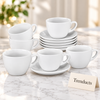 Brilliant White Cup and Saucer Set of 6 - Classic Round