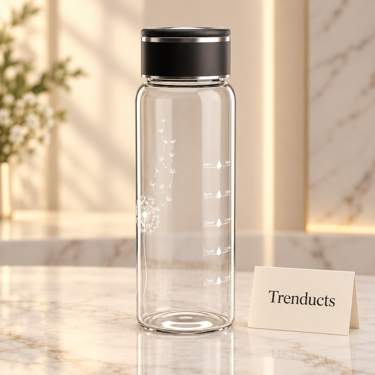 Echou Glass Hydration Bottle with Time Markers