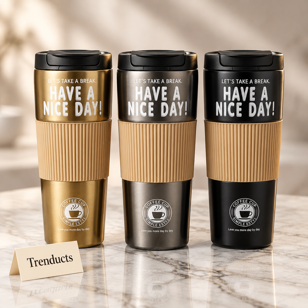 Vacuum Coffee Cup - 316 Steel Tumbler with Silicone Grip (Random)