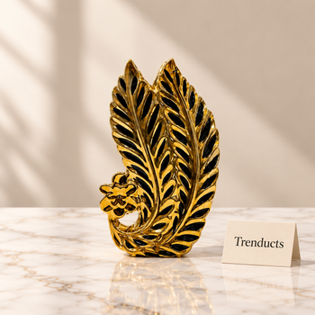 Gold Leaf Ceramic Vase luxury styled photo with Trenducts card - view 1