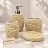 Luxury Bathroom Set - 4-Piece Cream Raised Rose Design