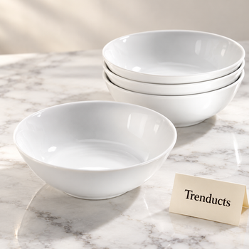 Symphony Bowl Set of 4 white bowls on marble | Trenducts