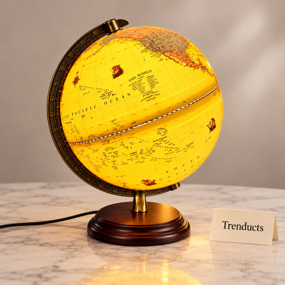 25 cm Illuminated World Globe – Gold Map & Wooden Stand
