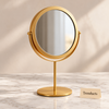 Gold Round Metal Mirror - Tabletop Vanity Mirror
