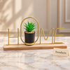 Metal Home Table Decor - Gold Letters with Plant Pot