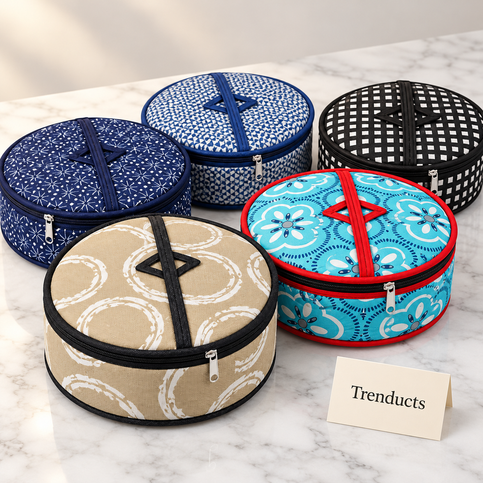 Zipper Roti Cover - Round Fabric Chapati Holder, Assorted Prints