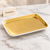 Symphony Rectangular Gold Tray 19.5 cm - White Rim